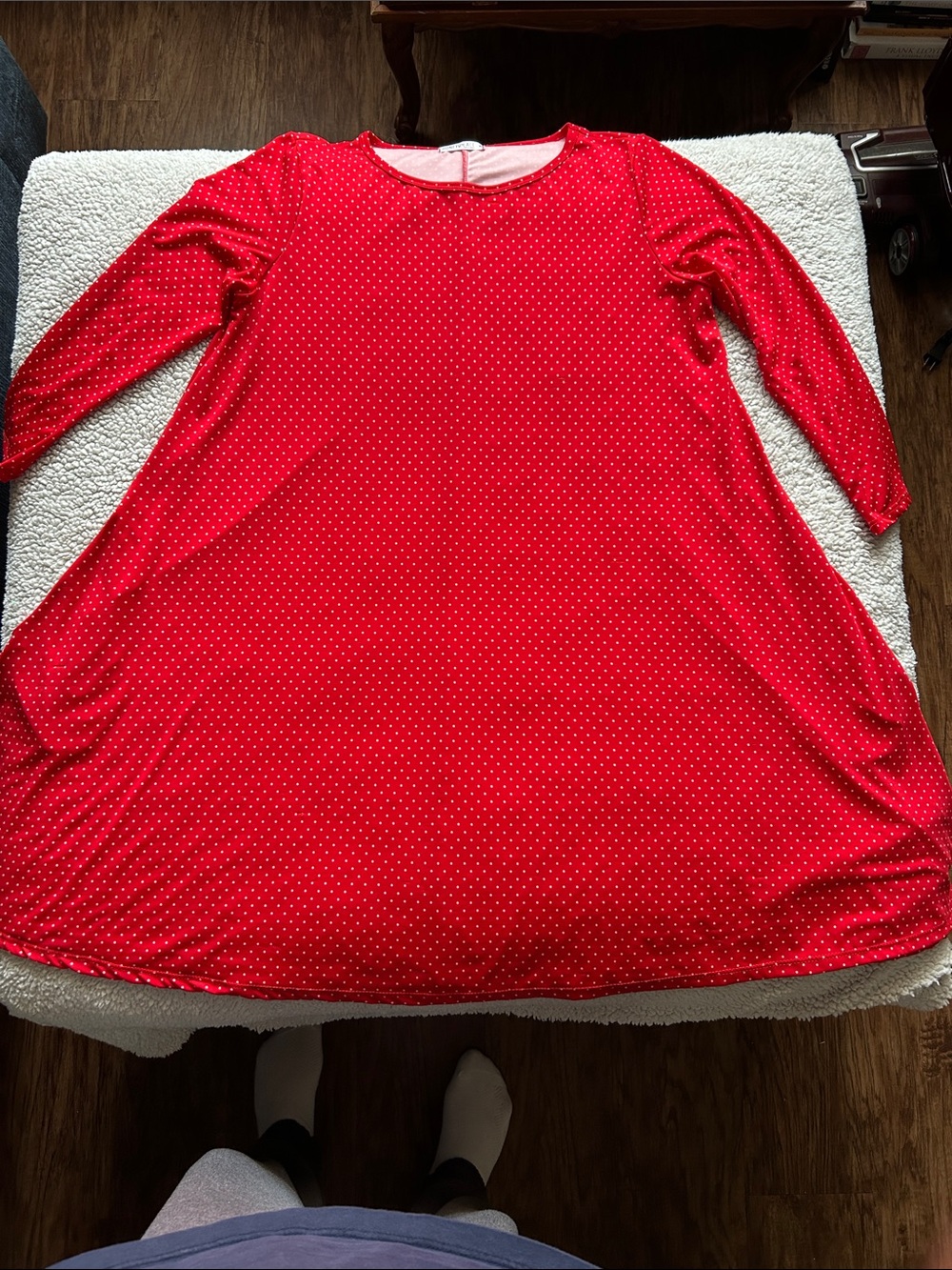 Honey and Lace Red Polka Dot Swing Dress